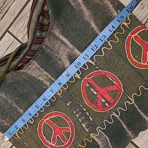 Rising International Green Bohemian Bag Peace Embroidered Crossbody Slingbag - Picture 11 of 14